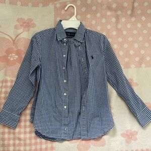 Ralph Lauren Boy’s Dress Collar Shirt Blue and White Checkered Color Size Kids 8
